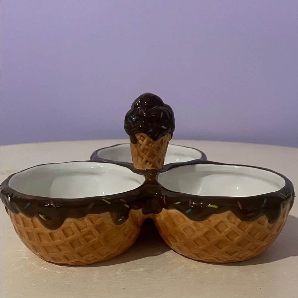 Ice Cream Cone Ceramic Serving Dish